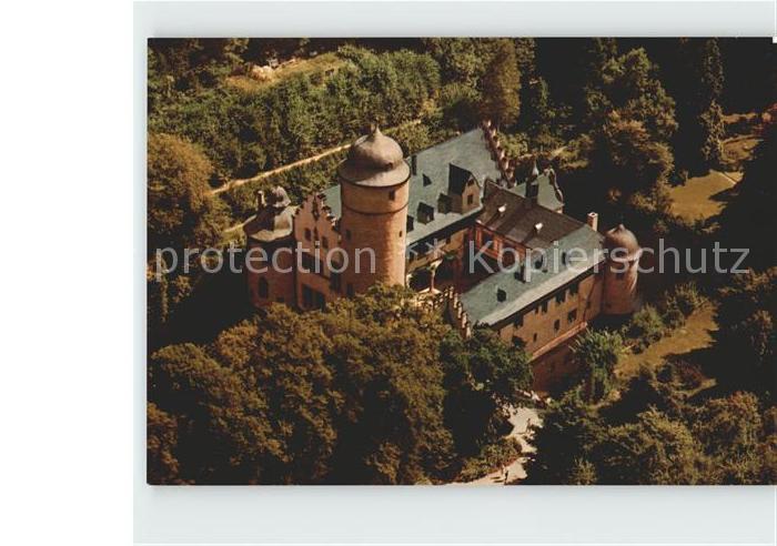 Mespelbrunn Schloss Mespelbrunn Spessart Fliegeraufnahme