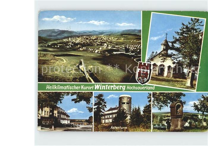 Winterberg Hochsauerland Panorama Kirche Strassenpartie Astenturm Bildstock