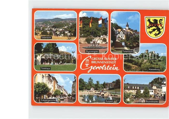 Gerolstein Rheinland-Pfalz Total Brunnenplatz Teilansicht Trinkhaus Kasselburg F