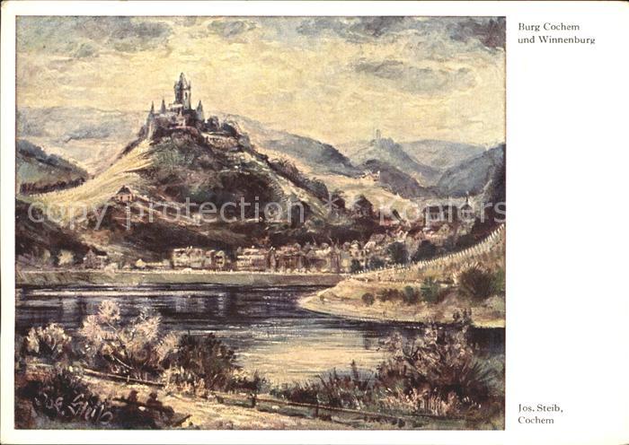 Cochem Mosel Burg Cochem un Winnenburg Kuenstlerkarte