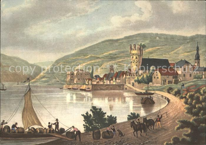 Ruedesheim Rhein Kuenstlerkarte Weinbrenneri Asbach Uralt