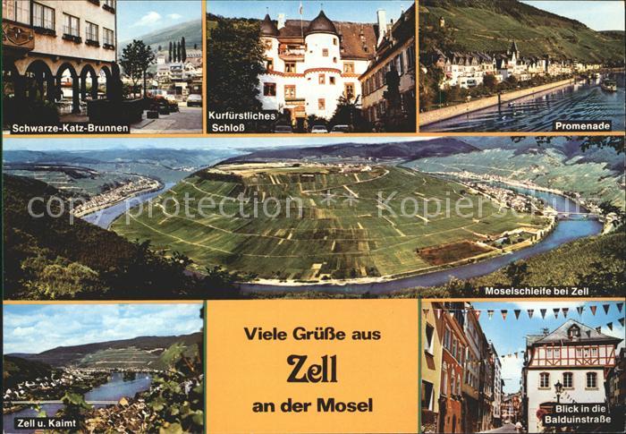 Zell Moos Schwarze-Katz-Brunnen Promenade Schloss Balduinstrasse Moselschleifen