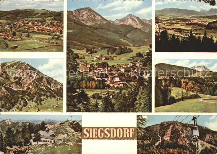 Siegsdorf Oberbayern Gesamtansicht mit Alpenpanorama Bergbahn Berghaus