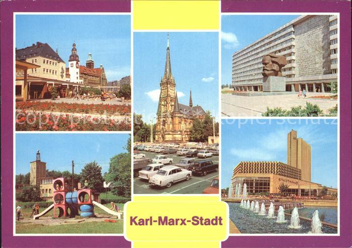 Karl-Marx-Stadt CHEMNITZ Rosenhof Rathaus Kuechwaldpark Theaterplatz Karl Marx M