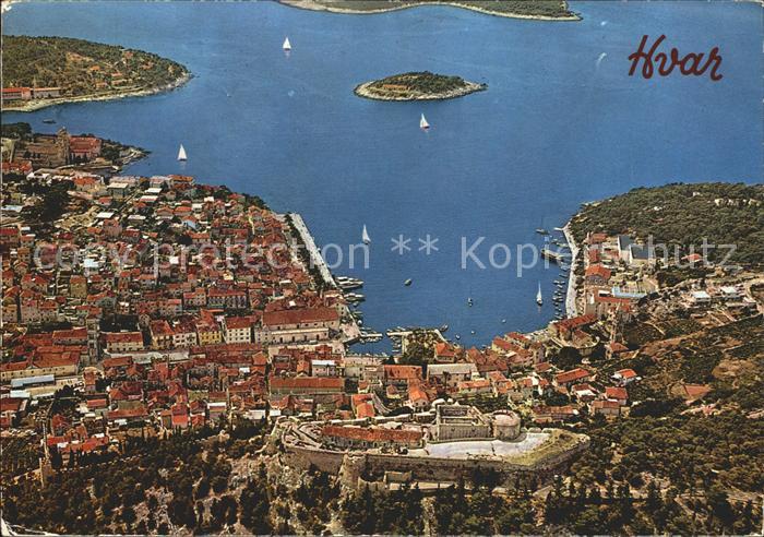 Hvar Festung Hafen Insel Fliegeraufnahme