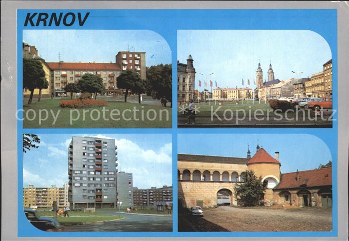 Krnov Teilansichten Hochhaus Platz Kirchtuerme Schloss