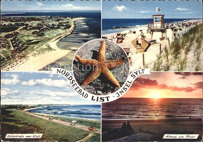 List Sylt Autostrasse am Watt Sonnenuntergang Duenen Strand Seestern Fliegeraufn