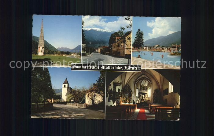 Moellbruecke Wegkreuz Blick gegen Tauern Ortsstrasse Gasthof Schwimmbad Kirche H