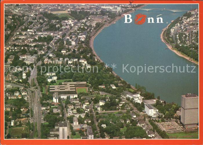 Bonn Rhein Panorama mit Regierungsviertel Fliegeraufnahme