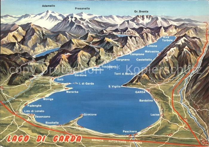 Gardasee Lago di Garda und Umgebung aus der Vogelschau