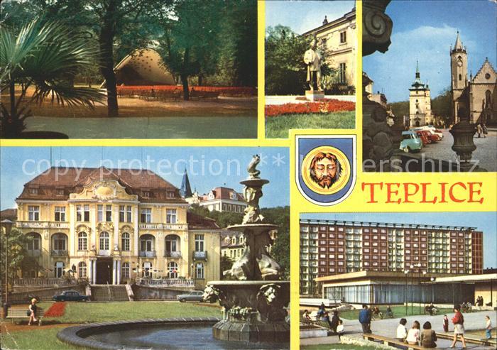 Teplice Park Pavillon Denkmal Schlosskirche Brunnen