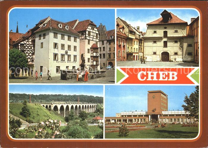 Cheb Eger Marktplatz Brunnen Innenstadt Bahnhof Bruecke