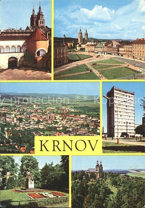 Krnov Teilansichten Kirche Hochhaus Denkmal