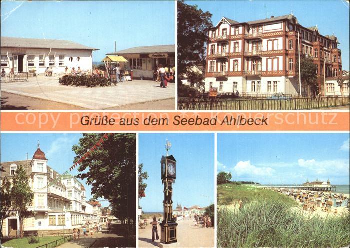 Ahlbeck Ostseebad Strandpromenade FDGB Erholungsheim Stranduhr Seebruecke