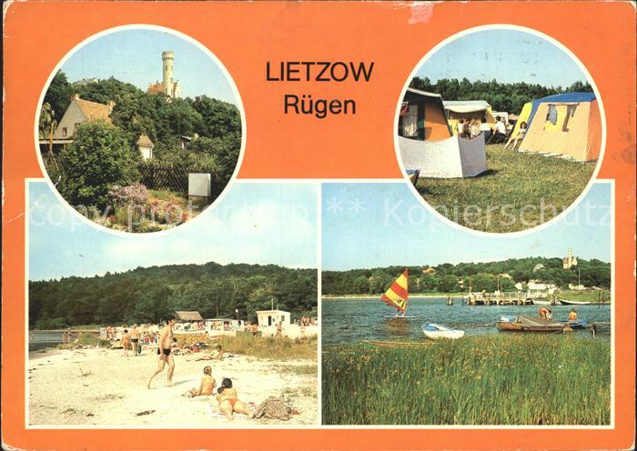 Lietzow Ruegen Teilansicht Zeltplatz Strand Bodden Anlegestelle