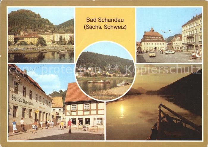 Bad Schandau Teilansicht Markt Poststrasse Dampferanlegestelle Abendstimmung Elb