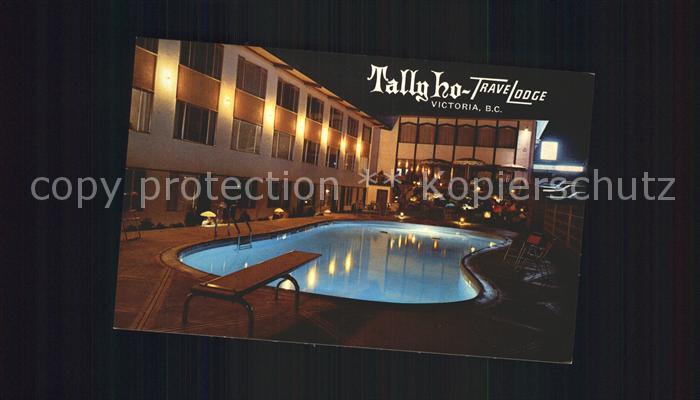 Victoria British Columbia Tallyho Travel Lodge Swimming Pool at night