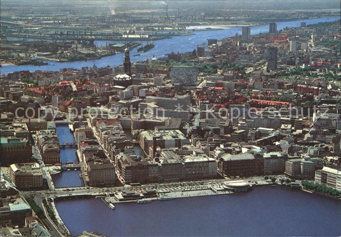 HAMBURG CITY Fliegeraufnahme mit Jungfernstieg und Elbe