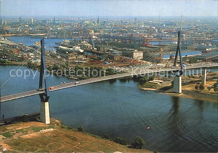 HAMBURG CITY Fliegeraufnahme mit Koehlbranbruecke