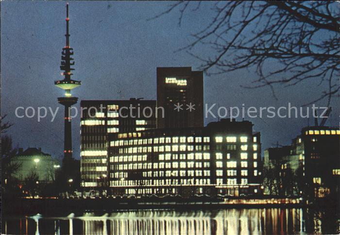 HAMBURG CITY Aussenalster Hotel Hamburg Plaza Fersehturm bei Nacht