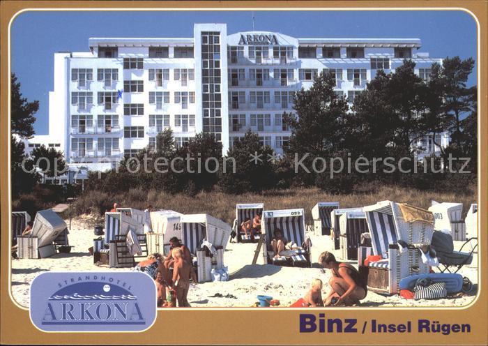 Binz Ruegen Strand mit Hotel Arkona