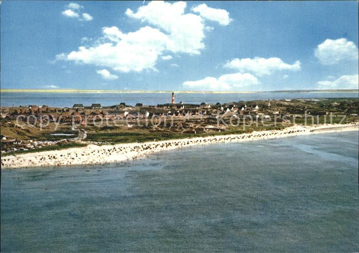 Hoernum Sylt Fliegeraufnahme mit Strand und Leuchtturm
