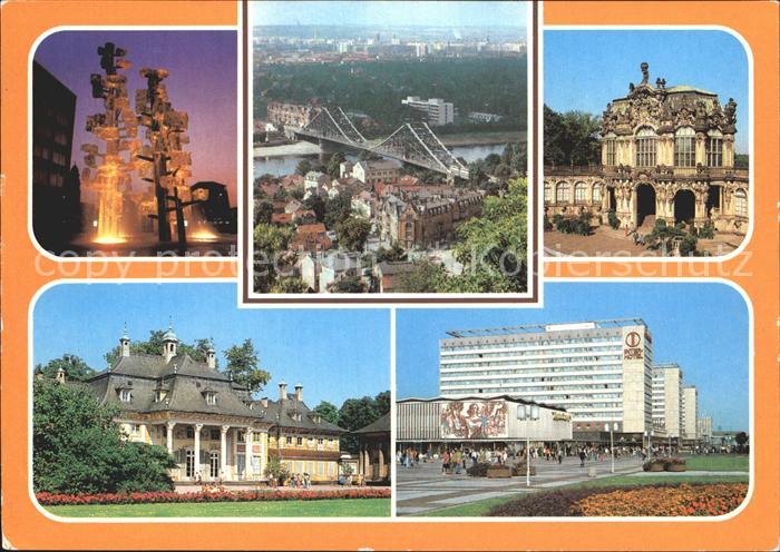DRESDEN Elbe Glasbrunnen am Pirnaischen Platz Zwinger Wallpavillon Pillnitz Berg