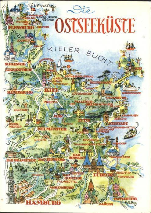 KIEL  CITY Kieler-Bucht Lagekarte