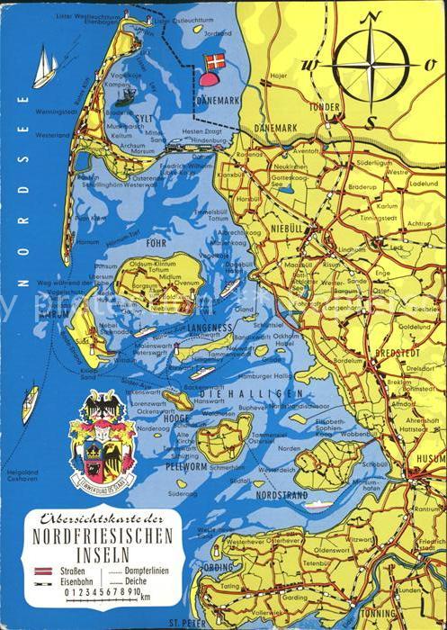 SYLT Insel Schleswig-Holstein Landkarte Nordriesiche Inseln