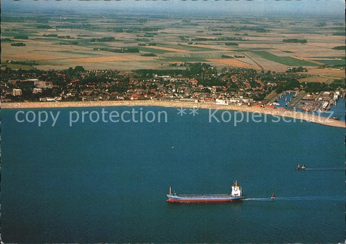 Buesum Nordseebad Fliegeraufnahme mit Strand und Hafen