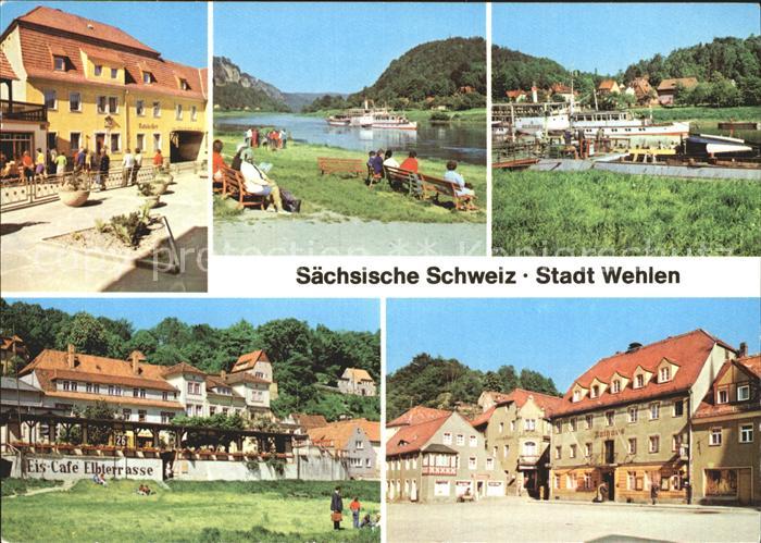 Wehlen Sachsen Karl Marx Platz Liegewiese Faehre Anlegestelle Eis Cafe Elbterras