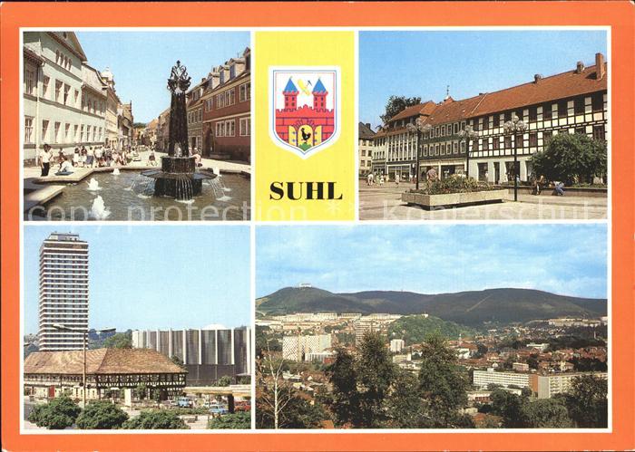 Suhl Thueringer Wald Steinweg Brunnen Waffenmuseum Hochhaus Lautenberg