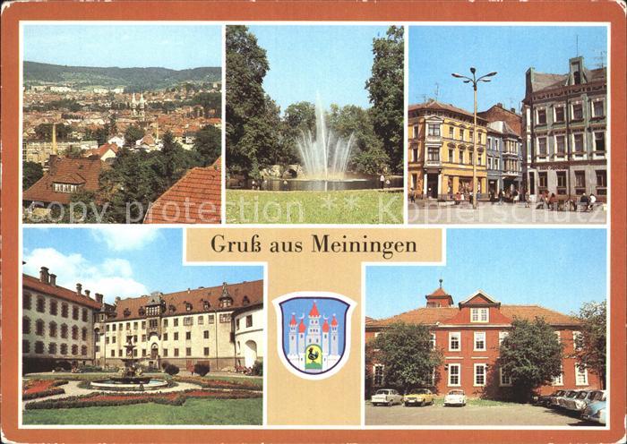 Meiningen Thueringen uebersicht Springbrunnen Goethepark Markt Schloss Elisabeth
