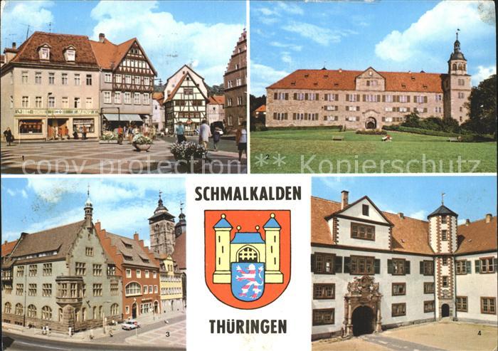 Schmalkalden Thueringen Altmarkt Schloss Wilhelmsburg Innenhof Wappen
