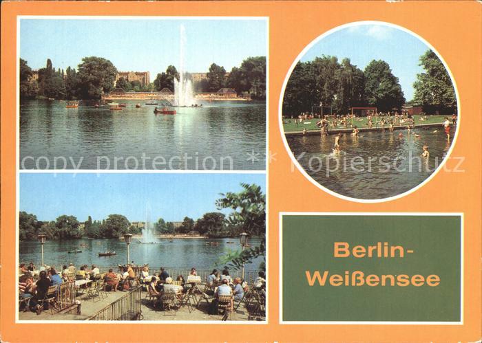 Weissensee Berlin Fontaene Badestrand Restaurant Terrasse