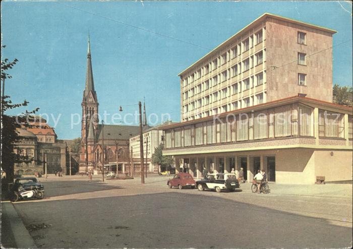 Karl-Marx-Stadt CHEMNITZ Blick zum Theaterplatz Kirche