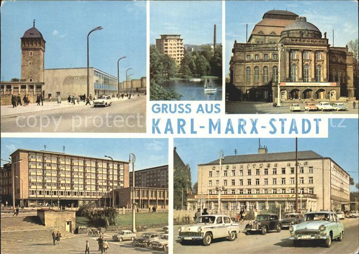 Karl-Marx-Stadt CHEMNITZ Roter Turm Strasse der Nationen Schlossteich Opernhaus