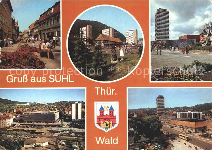 Suhl Thueringer Wald Steinweg Ernst Thaelmann Platz Hochhaus Viadukt Centrum War