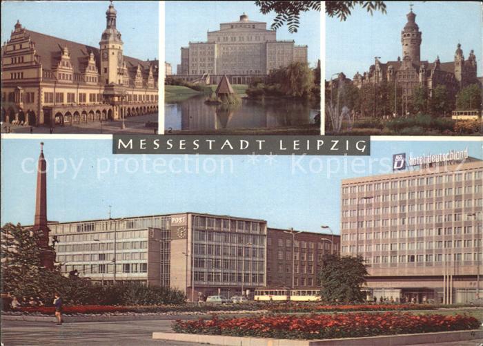 LEIPZIG Sachsen Rathaus Opernhaus Schwanenteich Post Interhotel Deutschland
