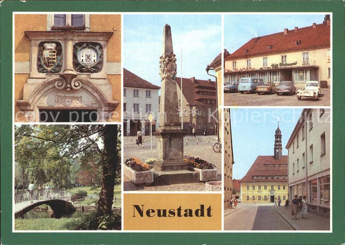Neustadt Sebnitz Rathausportal Postmeilensaeule Cafe Wochenpost Stadtpark Rathau