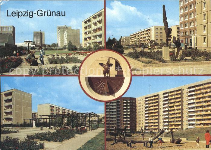 Gruenau Leipzig Alte Salzstrasse Strasse der Bauarbeiter Sonnenuhr Plattenbauten