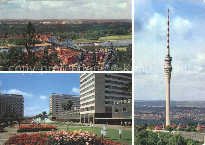 DRESDEN Elbe Blick von der Loschwitzhoehe Prager Strasse Fernsehturm