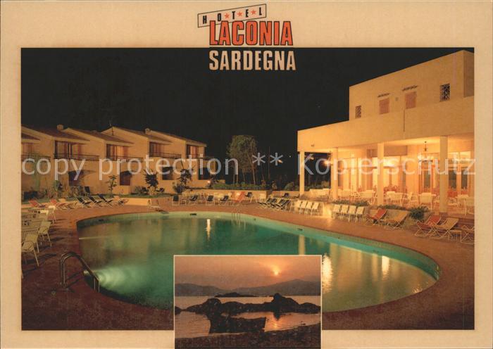 Cannigione di Arzachena Hotel Laconia Swimming Pool Sonnenuntergang am Strand