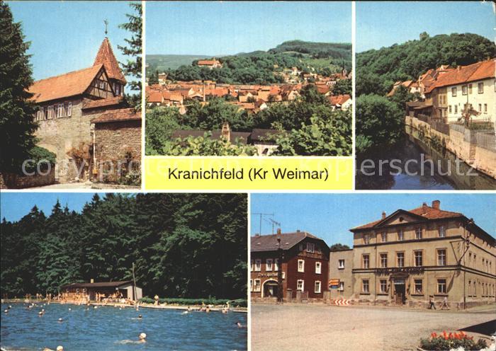 Kranichfeld Niederburg Teilansicht Schloss Freibad Markt