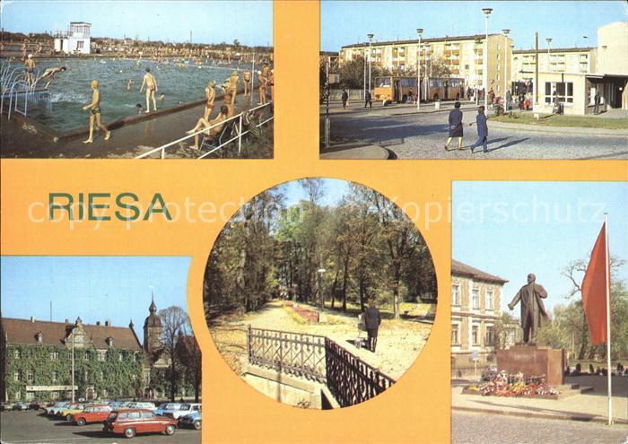 Riesa Sachsen Weida Schwimmbad Bushaltestelle Rathaus Stadtpark Lenindenkmal