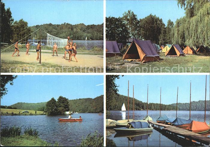Kriebstein Talsperre Zeltplatz Bootssteg Beachvolleyball
