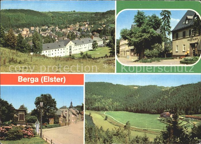Berga Elster Teilansicht Bahnhofstrasse Postamt Schlossstrasse Elstertal