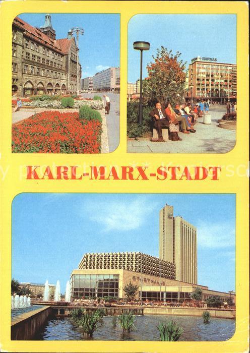 Karl-Marx-Stadt CHEMNITZ Rathaus Strasse der Nationen Stadthalle Interhotel Kong