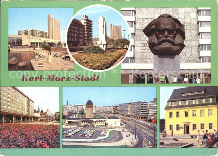 Karl-Marx-Stadt CHEMNITZ Stadthalle Interhotel Kongress Karl Marx Allee Monument