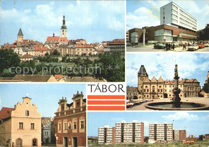 Tabor Czechia Celkovy pohled Hotel Palcat Historicke domy Zizkovo namesti Nova v